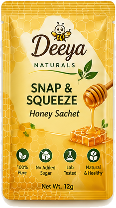 Snap and Squeeze honey sachet, gold pack