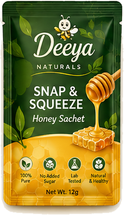 Snap and Squeeze honey sachet, forest green pack